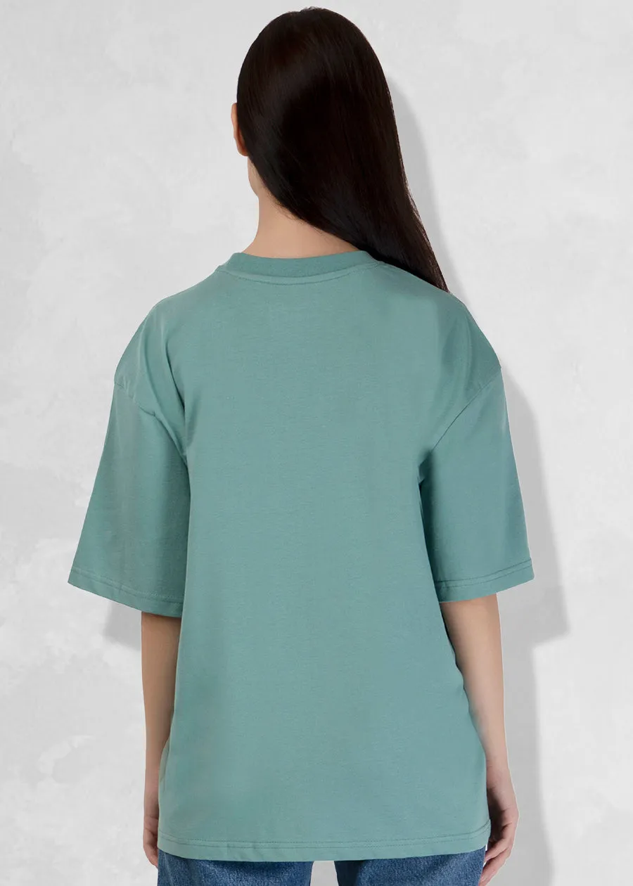 Solid Women Oversized T-Shirt - Mint Green