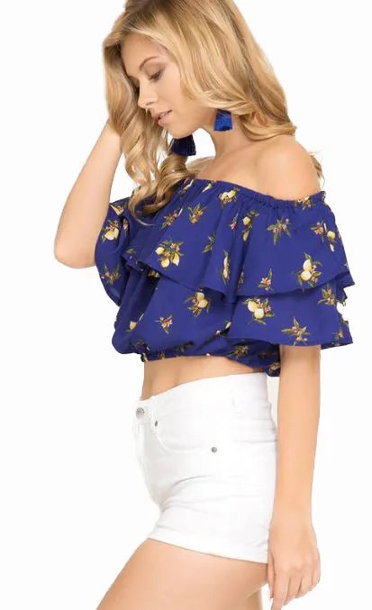 Strapless Floral Print Crop Top