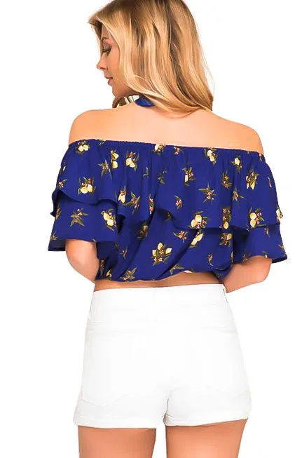 Strapless Floral Print Crop Top