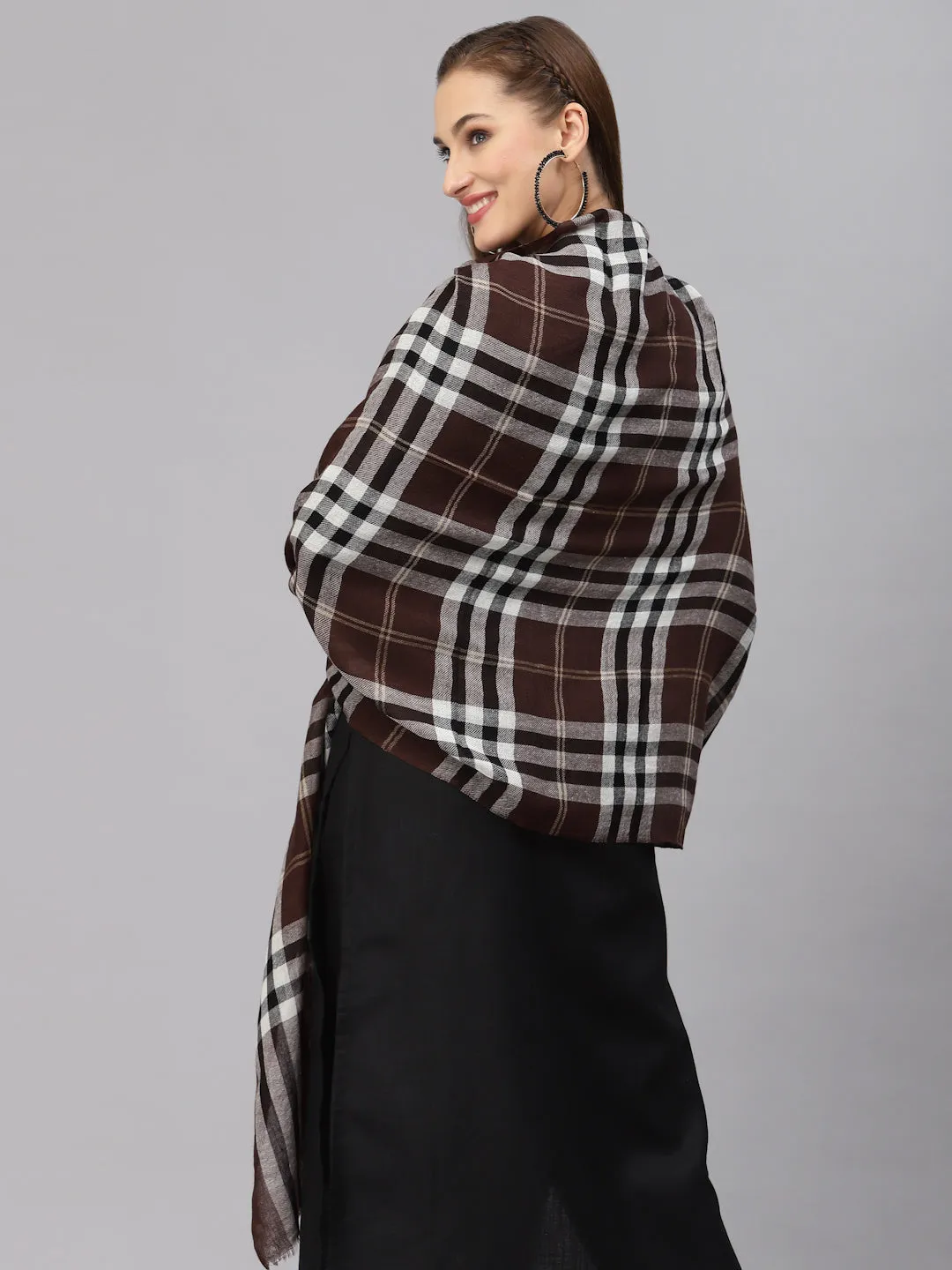 Style Quotient Women Brown Checked Shawl