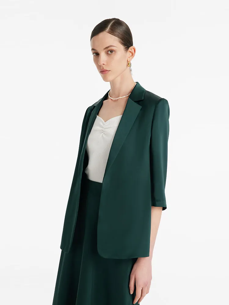 Triacetate Elbow-Length-Sleeve Wrapped Women Blazer