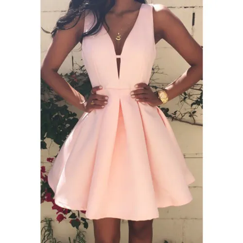 V-Neck Ball Gown Short Mini