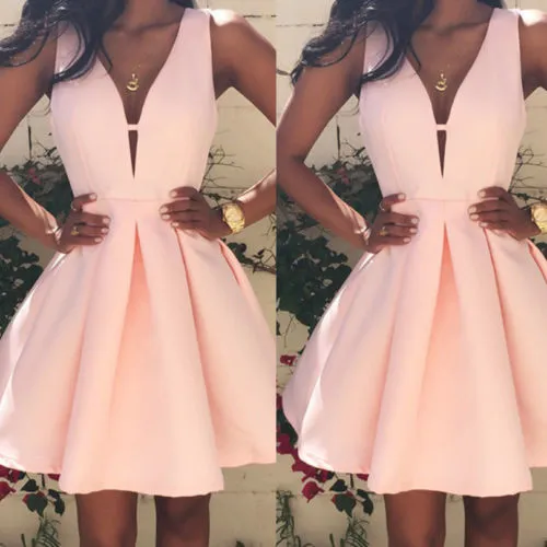 V-Neck Ball Gown Short Mini