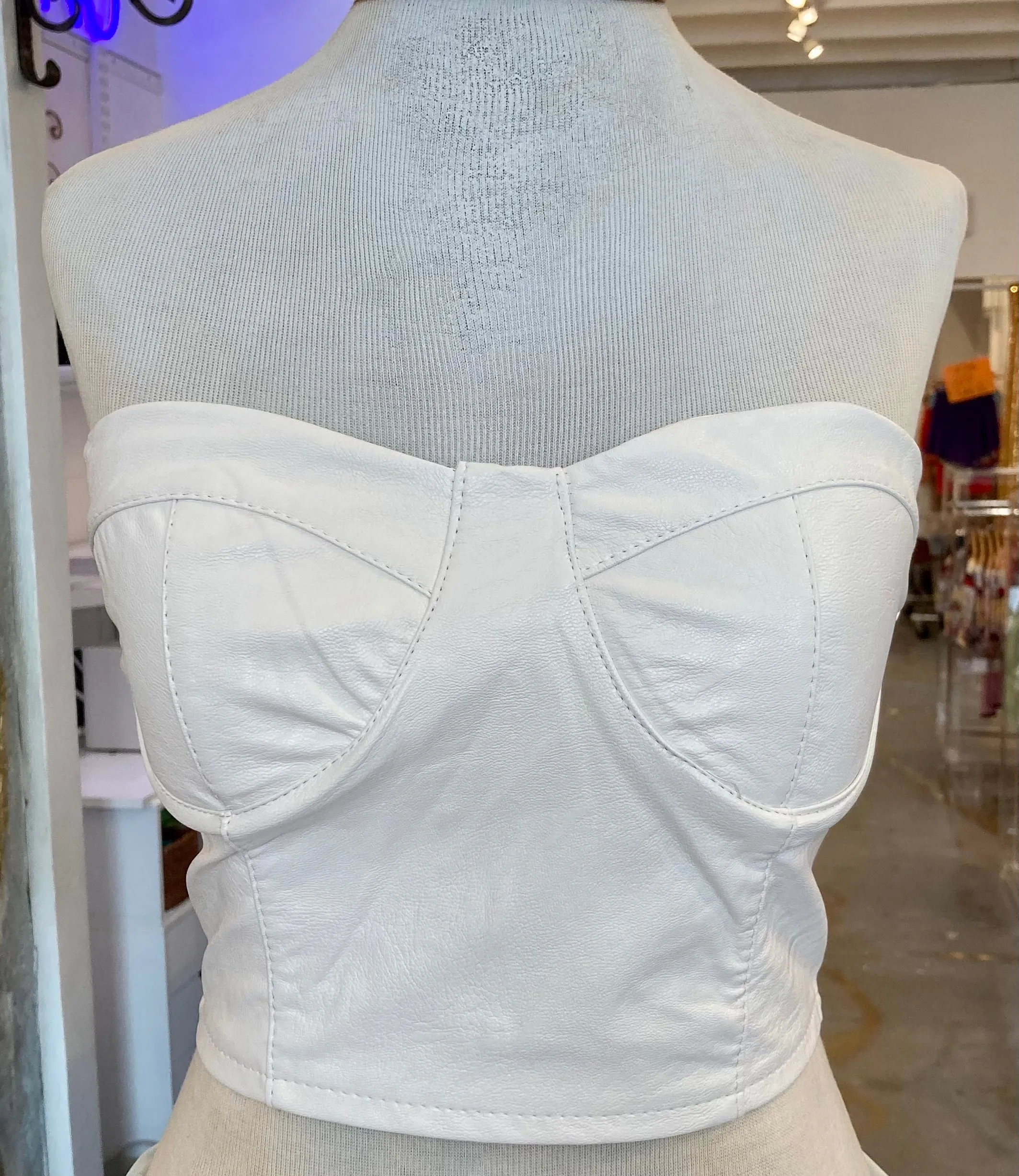 White leather bustier crop top