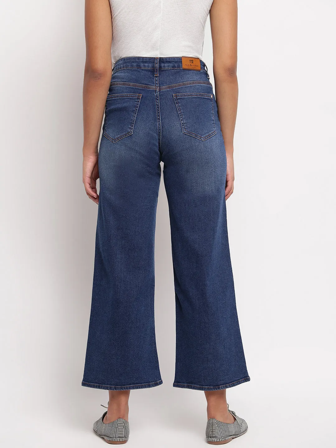 Women Dark Blue Flared Denim Jeans