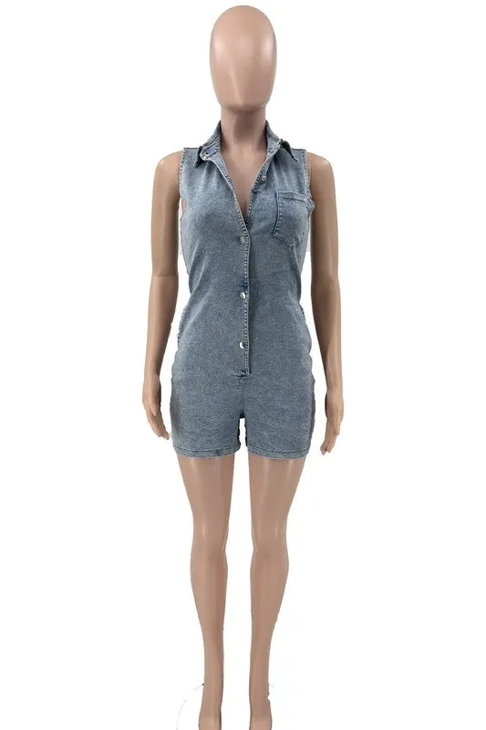 WOMEN FASHION DENIM ROMPERS