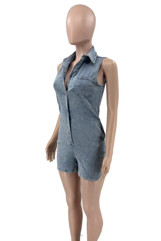 WOMEN FASHION DENIM ROMPERS