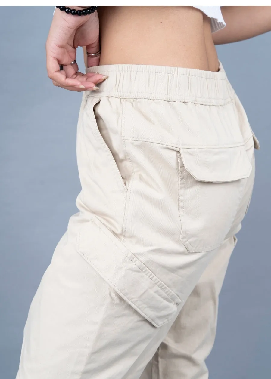 Women Regular Fit Cargo Jogger - Beige