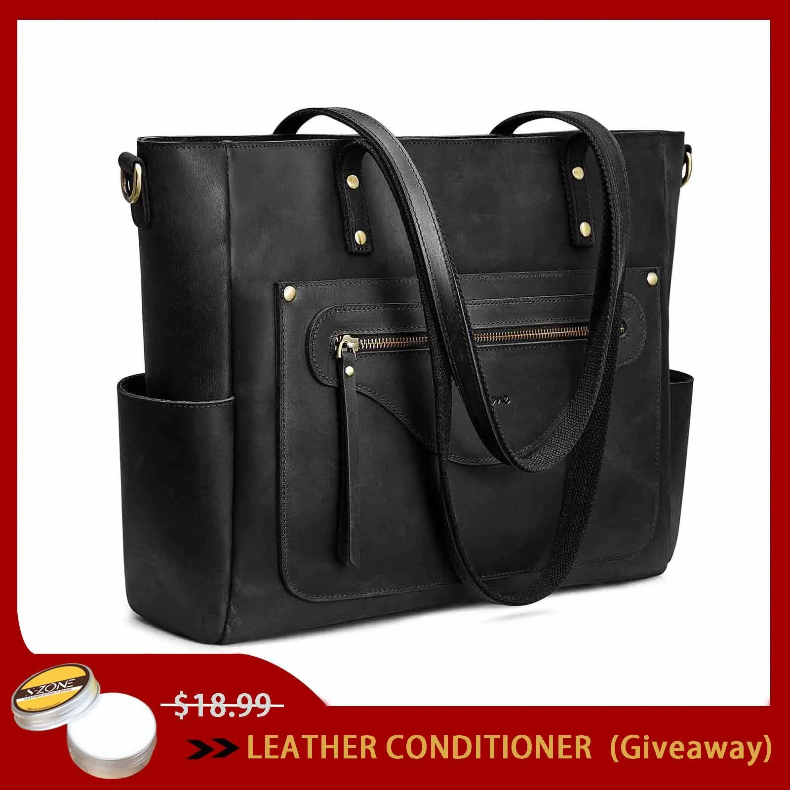 Women Vintage Genuine Leather Tote Bag