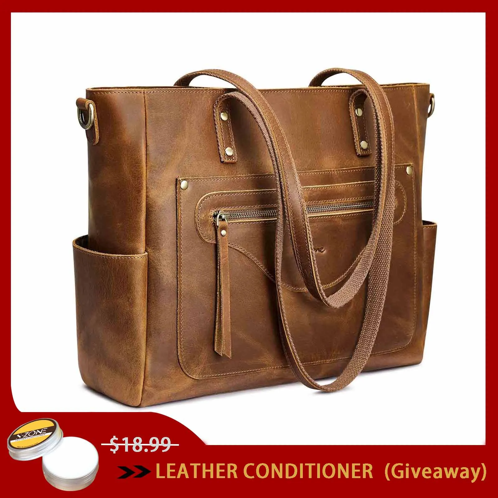 Women Vintage Genuine Leather Tote Bag