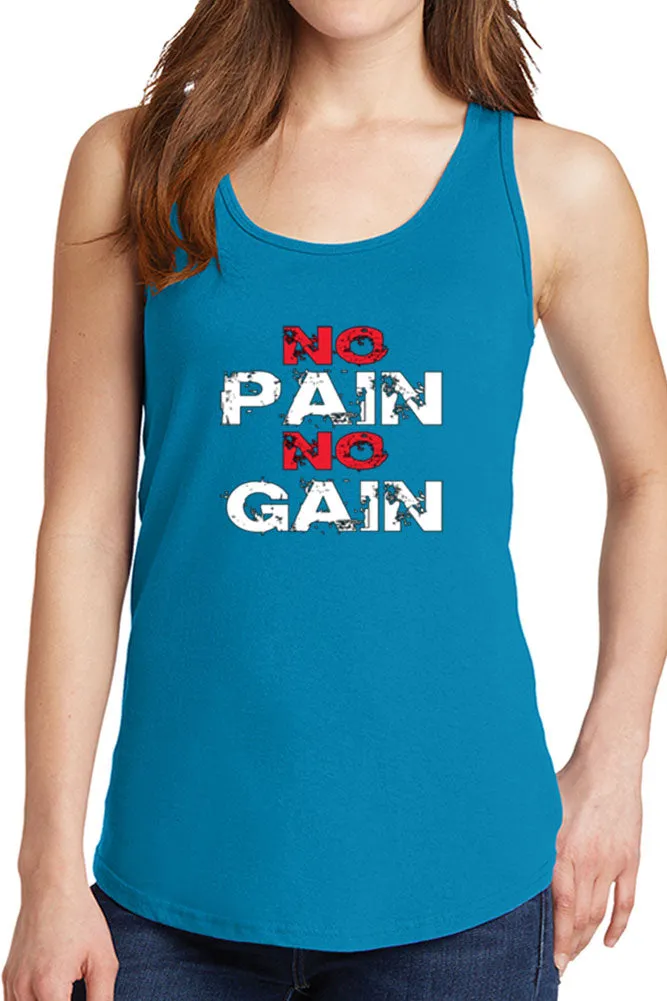 Women's No Pain No Gain Core Cotton Tank Tops -XS~4XL